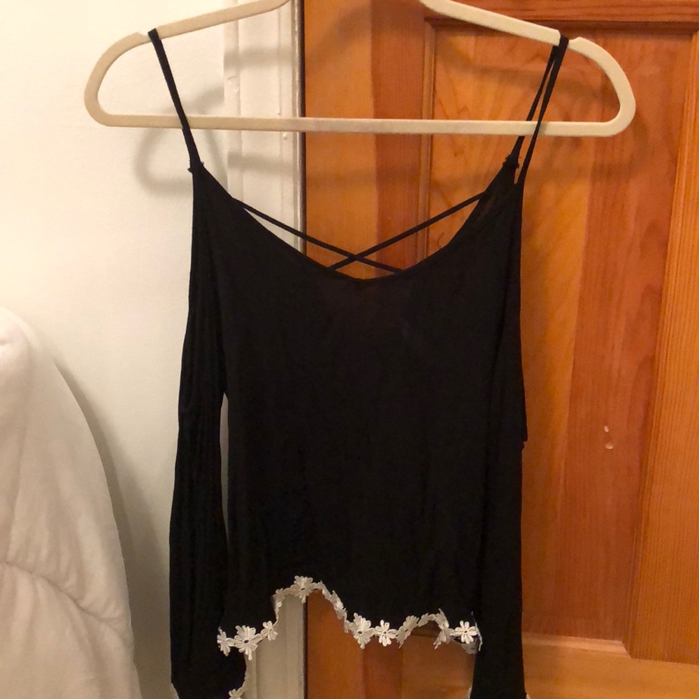 Black top with floral detailing